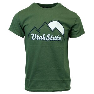 utah state mountain sun tshirt green